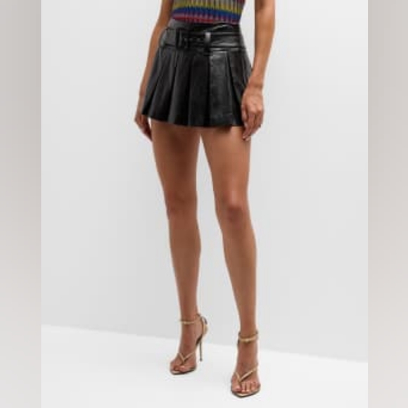 10. NWOT RAMY BROOK NATALIA FAUX LEATHER MINI PLEATED SKIRT - Picture 11 of 12